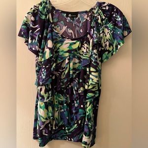 AB Studio Short Sleeve Colorful Blouse